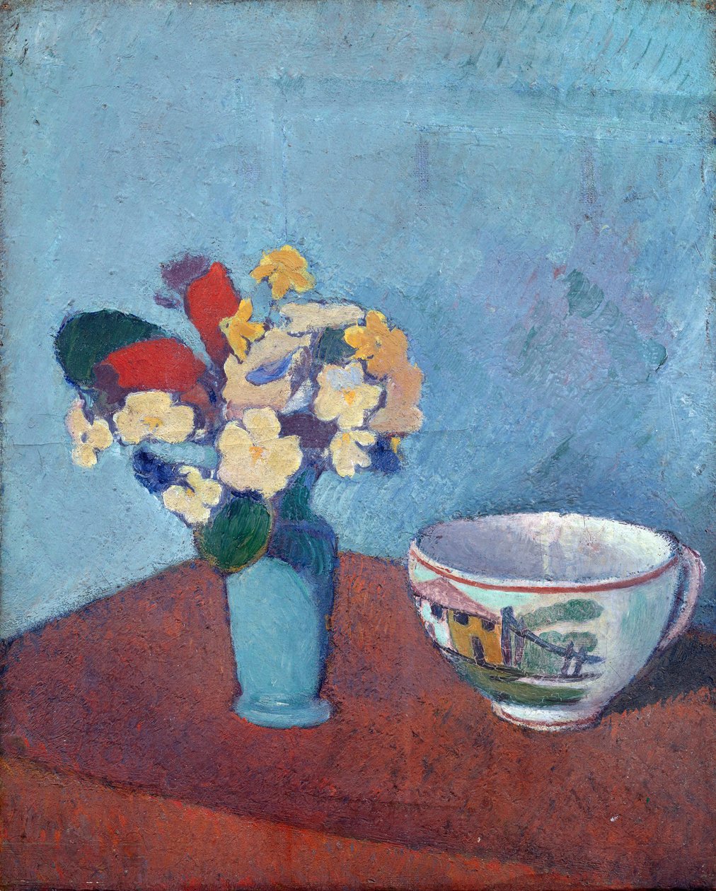 Maljakko kukilla ja kuppi - Emile Bernardin (1868-1941) maalaus, öljy kankaalle tekijältä Emile Bernard