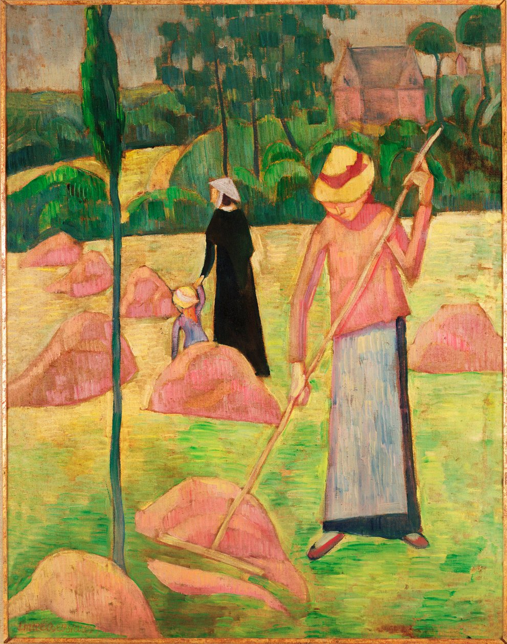 Nainen haravan kanssa ... (öljy kankaalle) tekijältä Emile Bernard
