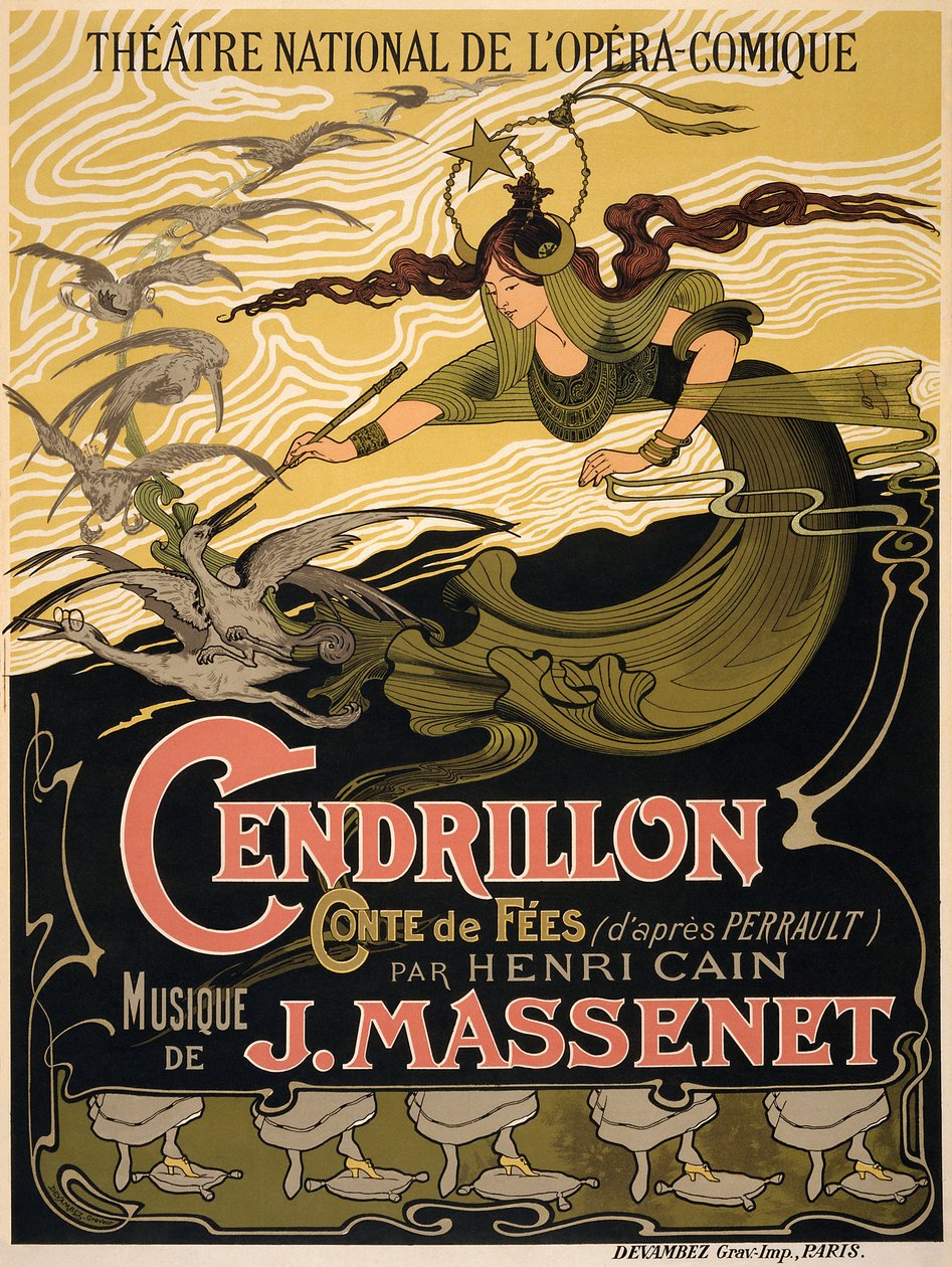 Jules Massenetin juliste Opera Cendrillonille tekijältä Émile Bertrand