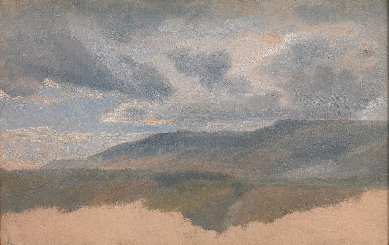 Maisematutkimus pilvien kanssa, n. 1829-31. tekijältä Emile Charles Joseph Loubon