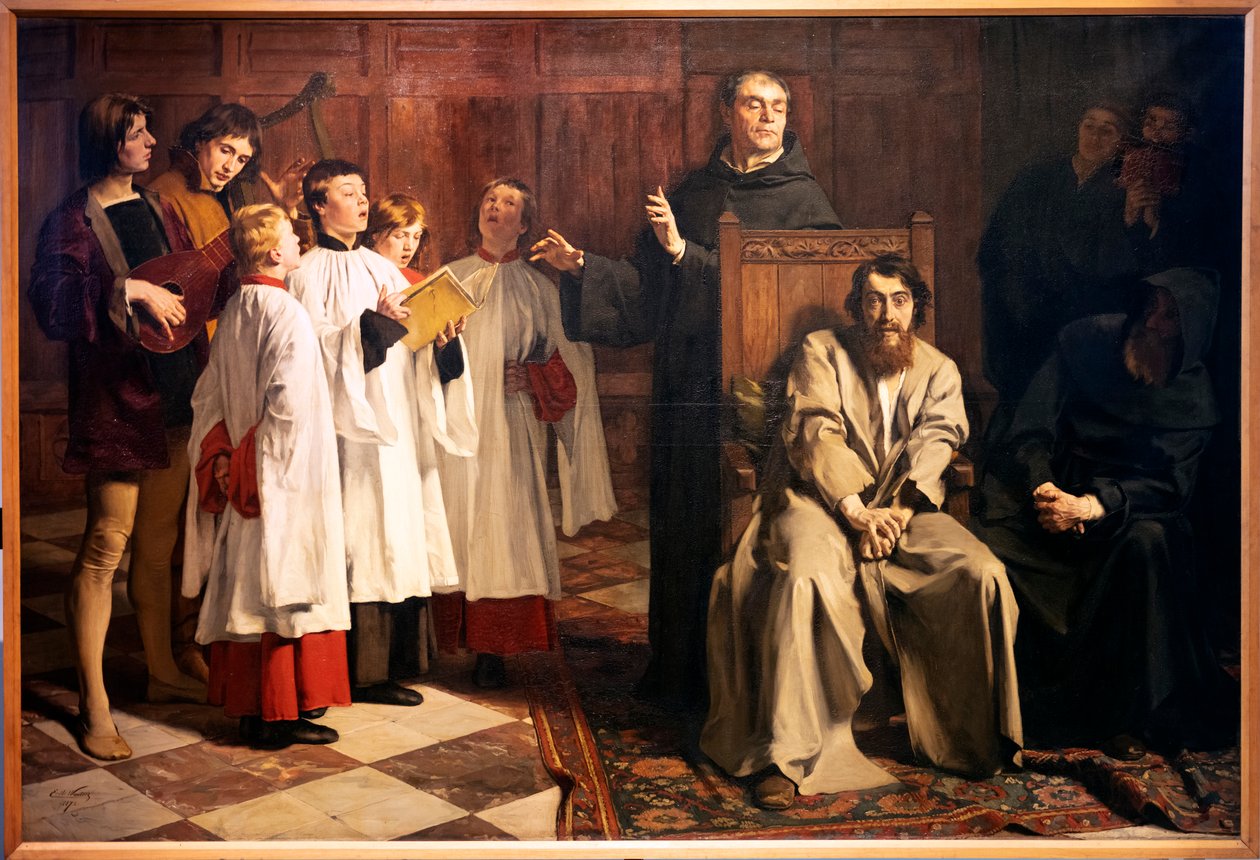 Emile Wauters. Hugo van der menee Punaisessa luostarissa. 1872. Öljy kankaalle. (öljy kankaalle) tekijältä Emile Charles Wauters
