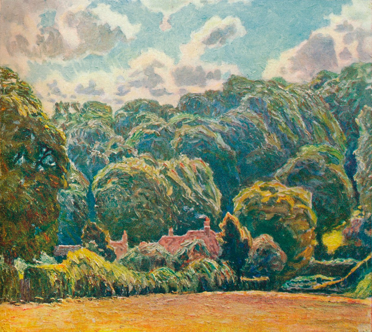 Metsäinen rinne, Upton Grey, vuodelta 1914 tekijältä Emile Claus