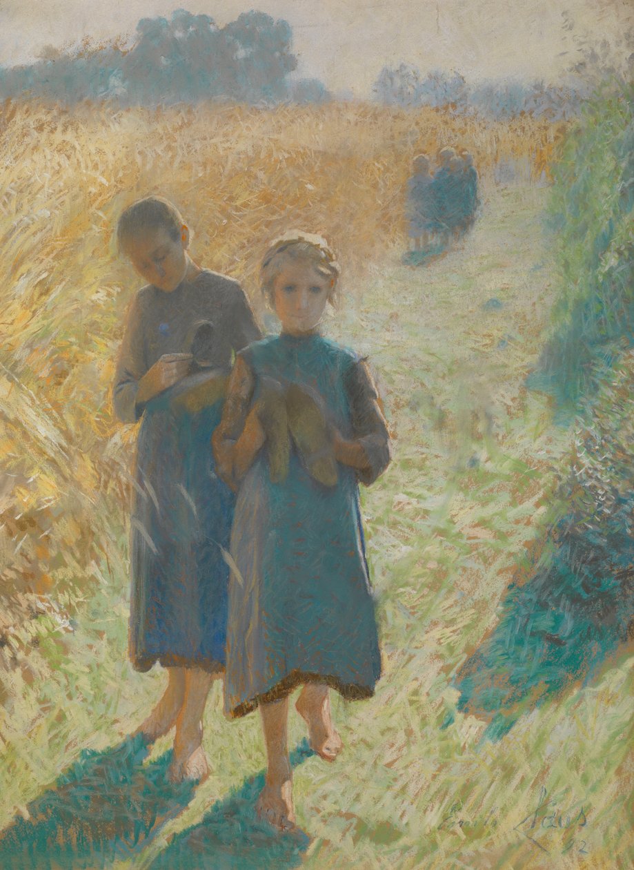 Tyttöjä pellolla tekijältä Emile Claus