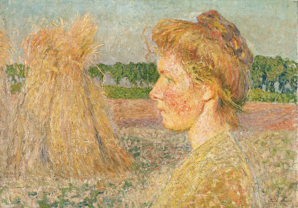 Naisen profiili ja viljalyhteitä tekijältä Emile Claus