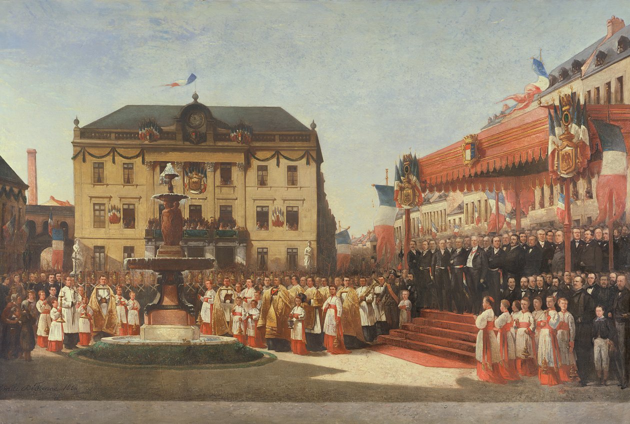 Lys-joen vesien avajaisseremonia Roubaixissa vuonna 1864, 1864 tekijältä Emile Defrenne