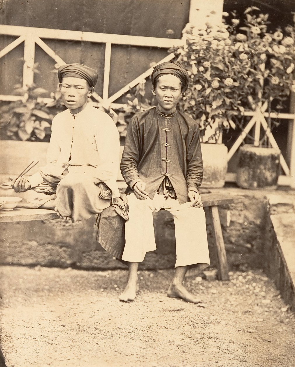Miliisit syövät riisiä, Cochinchina, 1866. tekijältä Emile Gsell