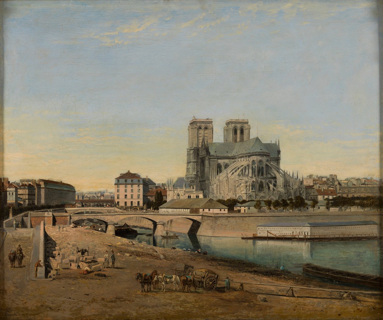 Notre-Damen apsi Quai de la Tournellesta katsottuna, 1860. tekijältä Emile Harrouart