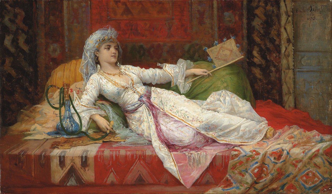 Makaava turkkilainen nainen; Makaava turkkilainen nainen, 1895 tekijältä Emile Henri La Porte