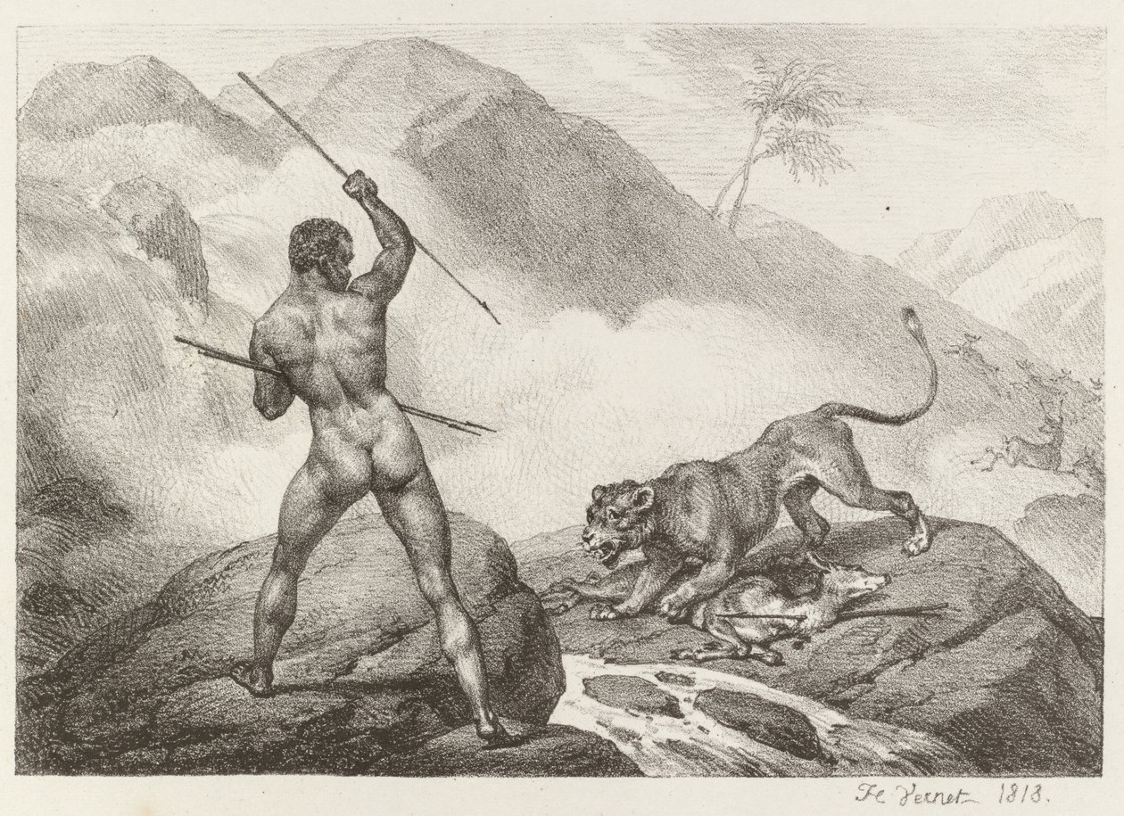 Afrikkalainen metsästäjä tekijältä Emile Jean Horace Vernet