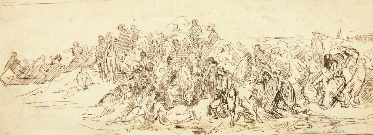 Loiren ylitys lokakuussa 1793 (tussi paperille) tekijältä Emile Jean Horace Vernet