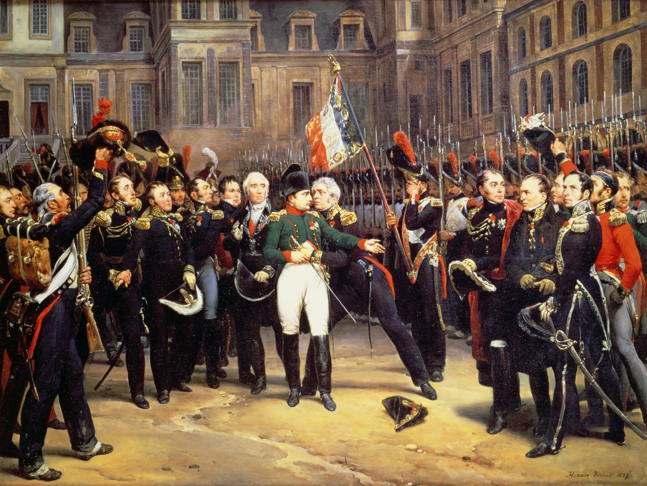 Les Adieux de Fontainebleau, 20. huhtikuuta 1814 tekijältä Emile Jean Horace Vernet