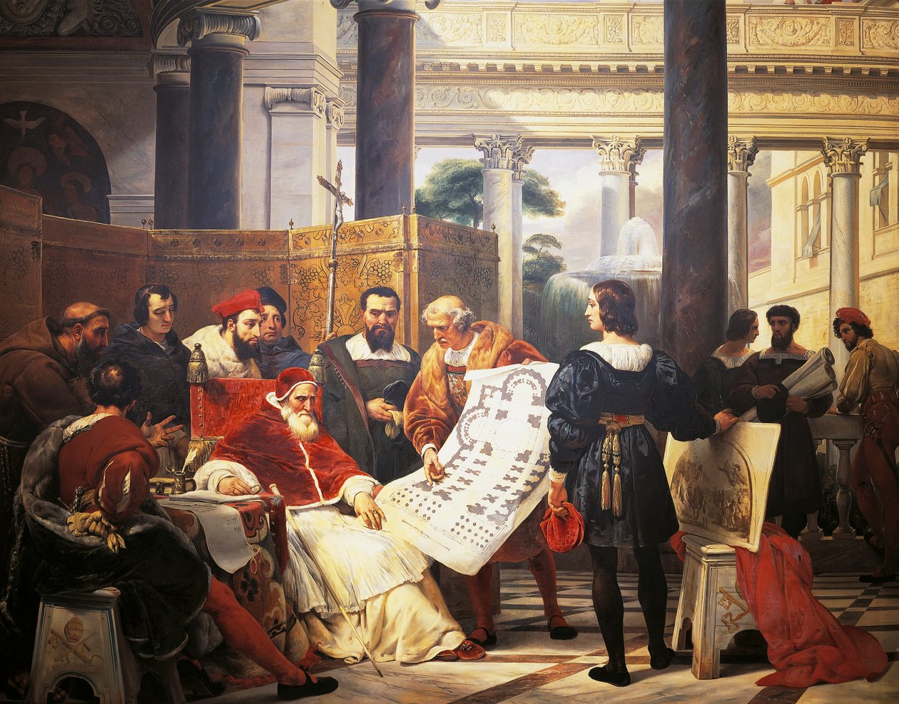 Paavi Julius II määräsi Bramante Michelangelon ja Raphaelin rakentamaan Vatikaanin ja Pyhän Pietarin tekijältä Emile Jean Horace Vernet