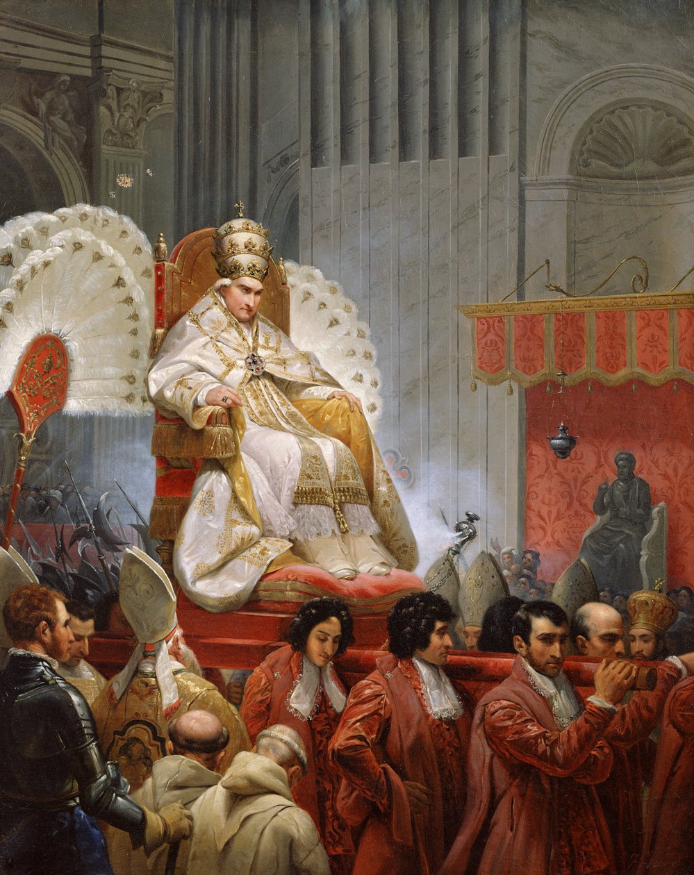 Paavi Pius VIII (1761-1830) Pietarissa Sedia Gestatoriassa (katso myös 240240) tekijältä Emile Jean Horace Vernet