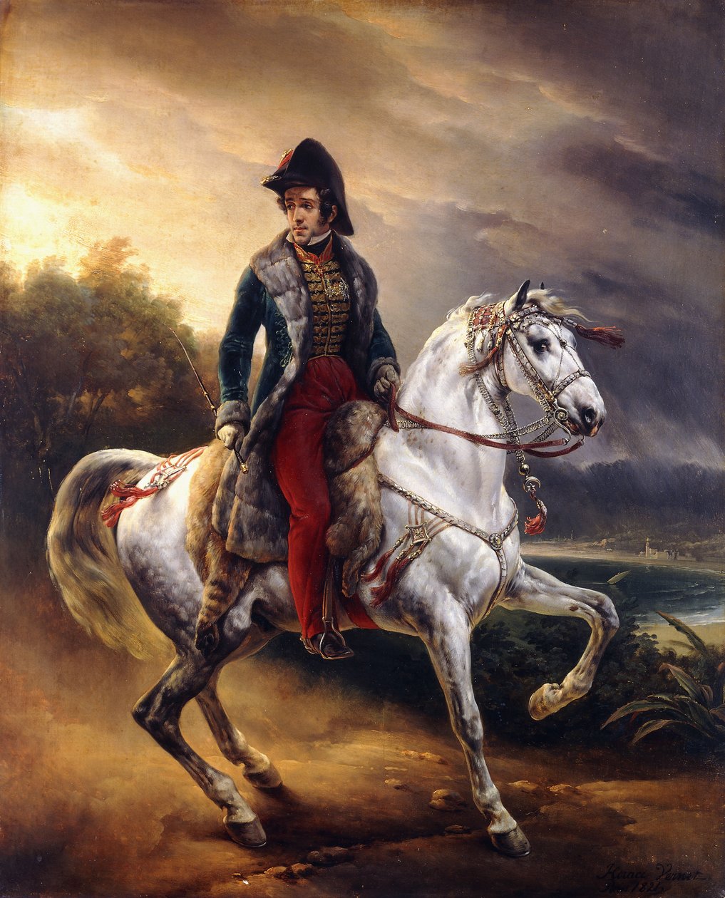 Muotokuva Justo Machado y Salcedosta, Espanjan konsulista Pariisissa hevosen selässä, 1821 tekijältä Emile Jean Horace Vernet