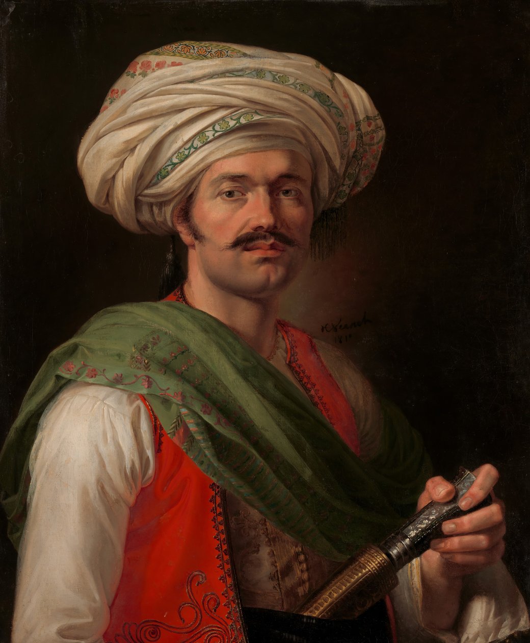 Mameluken muotokuva, sanotaan olevan Roustam Raza n. 1781-1845, 1810. tekijältä Emile Jean Horace Vernet