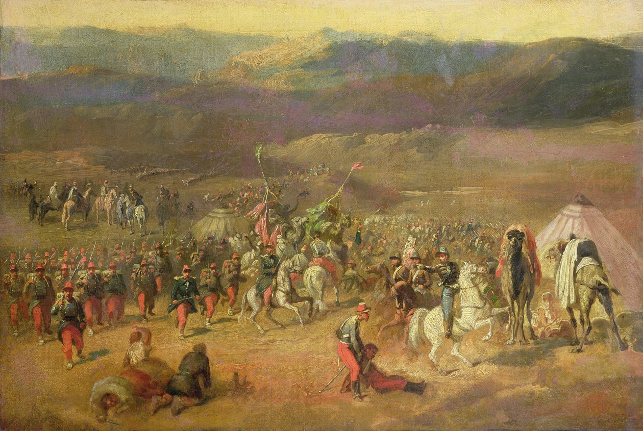Abd-el-Kaderin seuran vangitseminen (1808-83) tai Islyn taistelu 14. elokuuta 1844, 1844-63 tekijältä Emile Jean Horace Vernet
