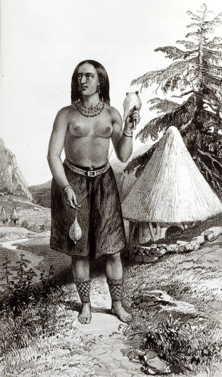 Galla Woman (litho) (bw kuva) tekijältä Emile Lassalle