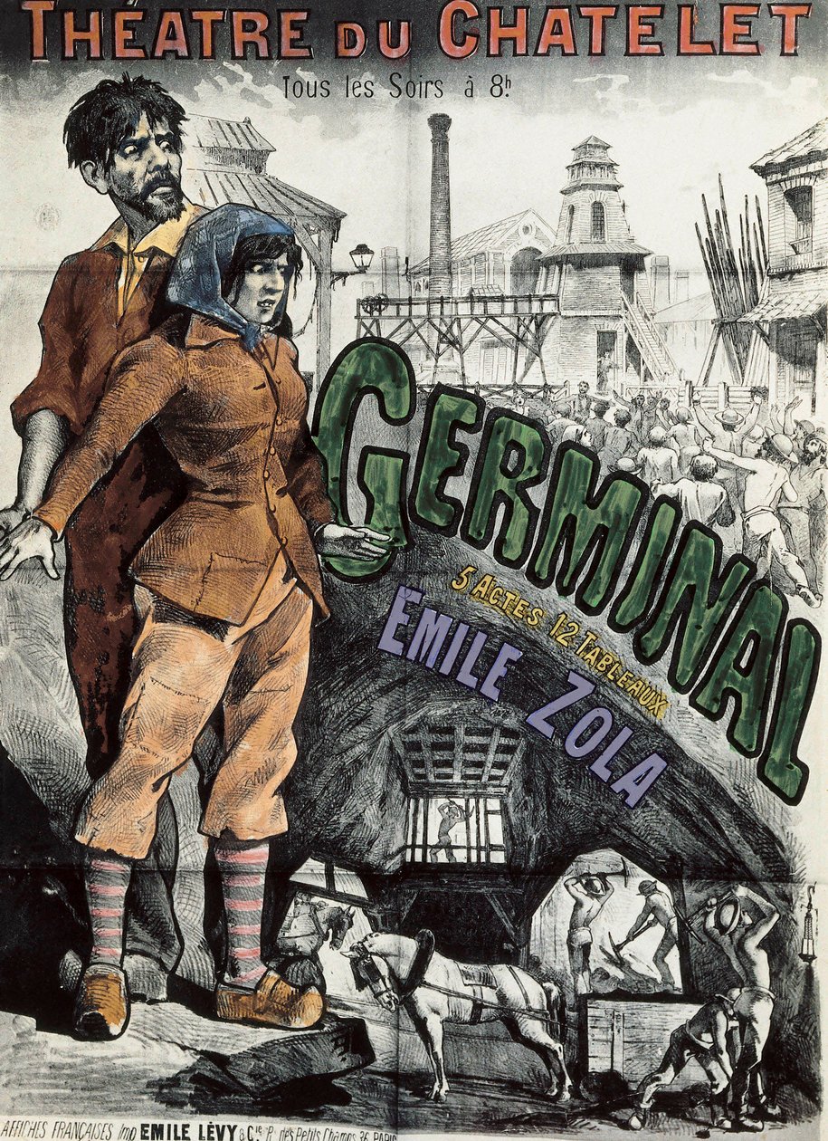 Juliste Emile Zolan romaanin "" Germinal "" teatteriesitykseen Theater du Chatelet