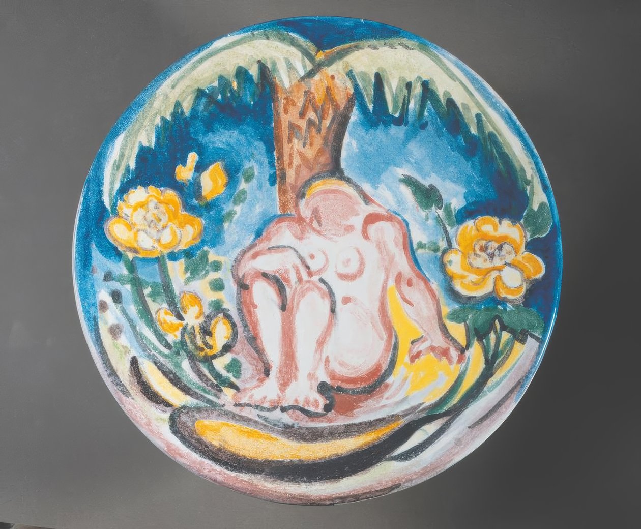 Fauve-muotoilu naisen alaston palmun alla tekijältä Emile Othon Friesz