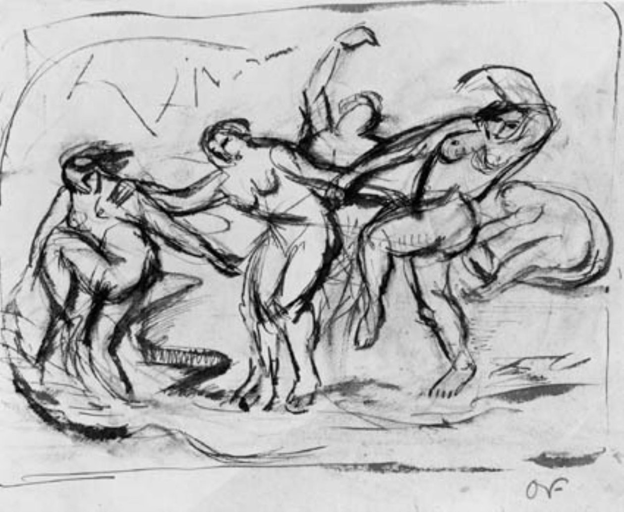Figuurikoostumus kylpevien ja tanssivien naisten kanssa. tekijältä Emile Othon Friesz