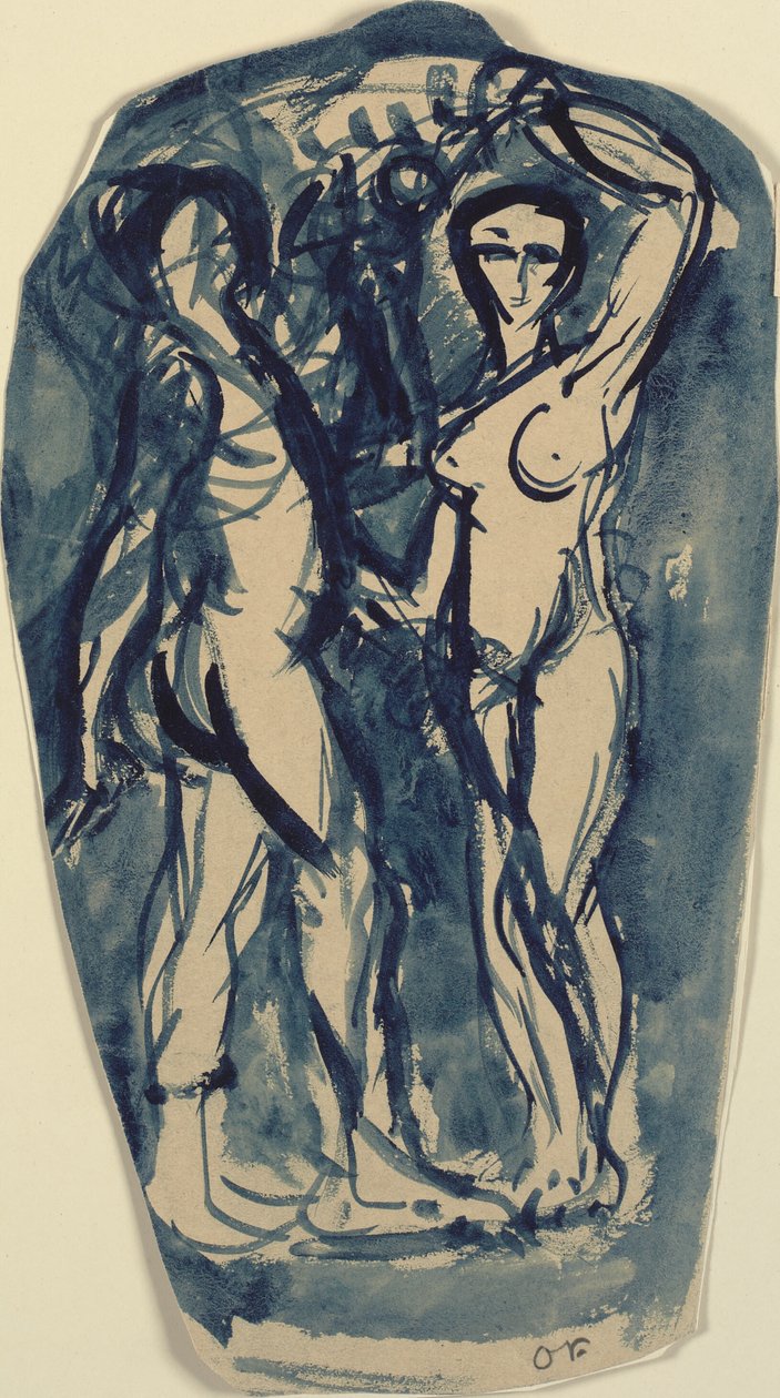 Kaksi seisovaa, alastomaa hahmoa (Aadam ja Eeva?). tekijältä Emile Othon Friesz