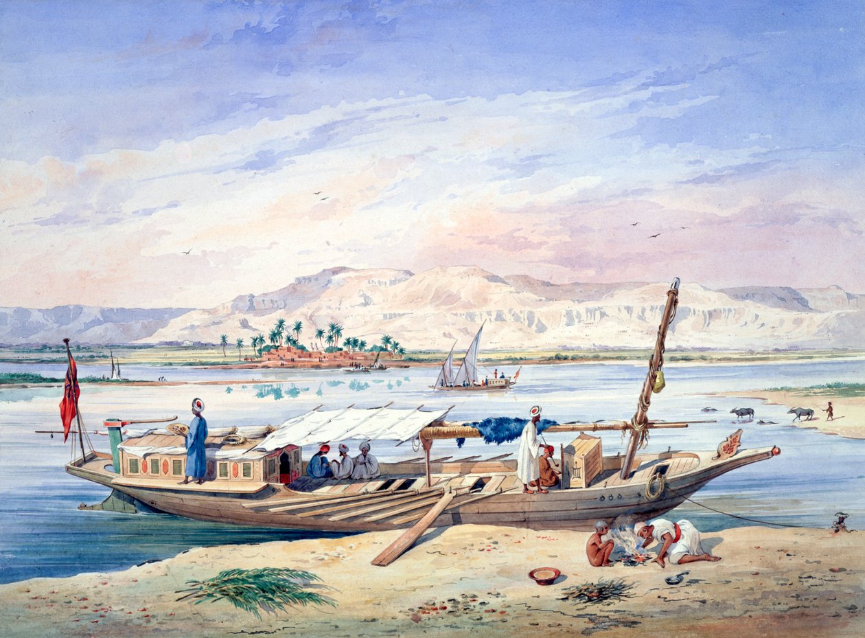 "Vene Niilillä, Egypti", 1800-luku tekijältä Emile Prisse d