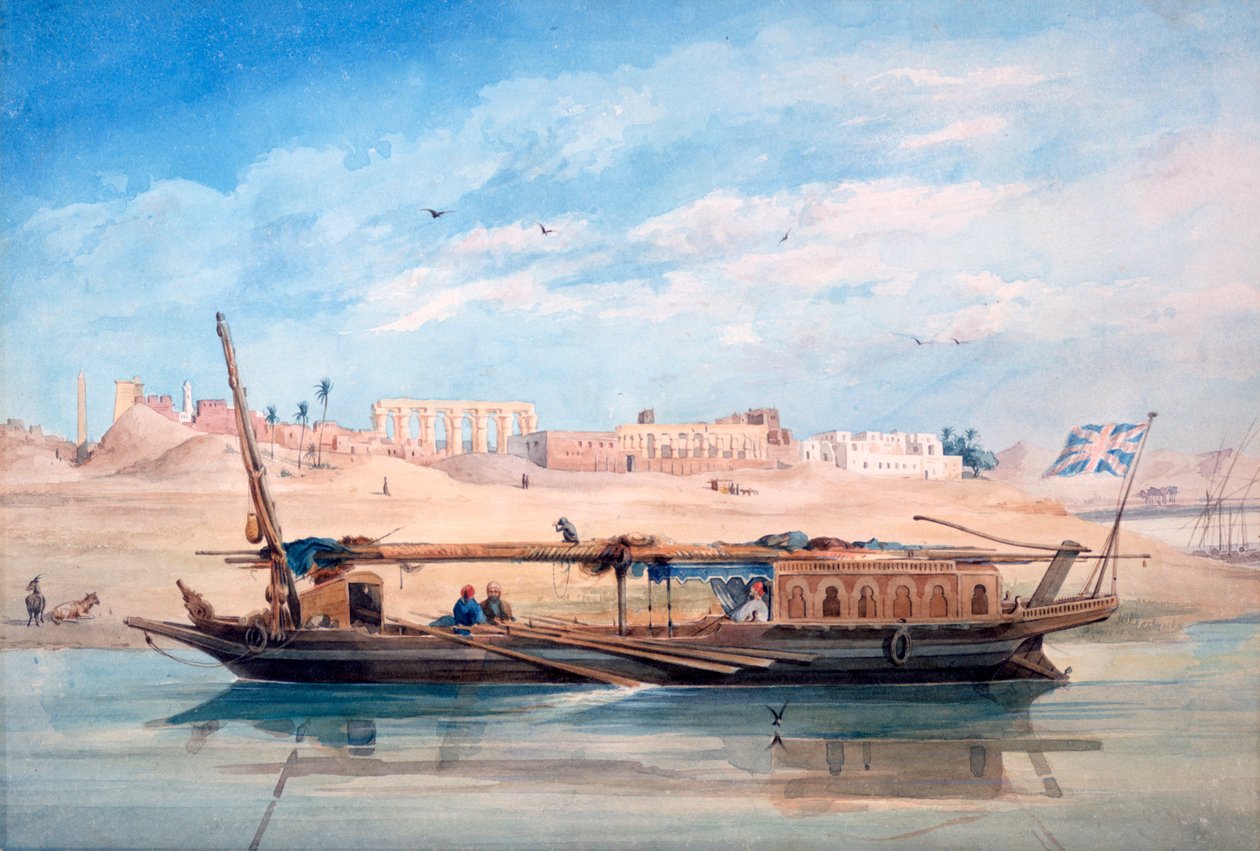 "Vene Niilillä, Luxor, Egypti", 1800-luku tekijältä Emile Prisse d