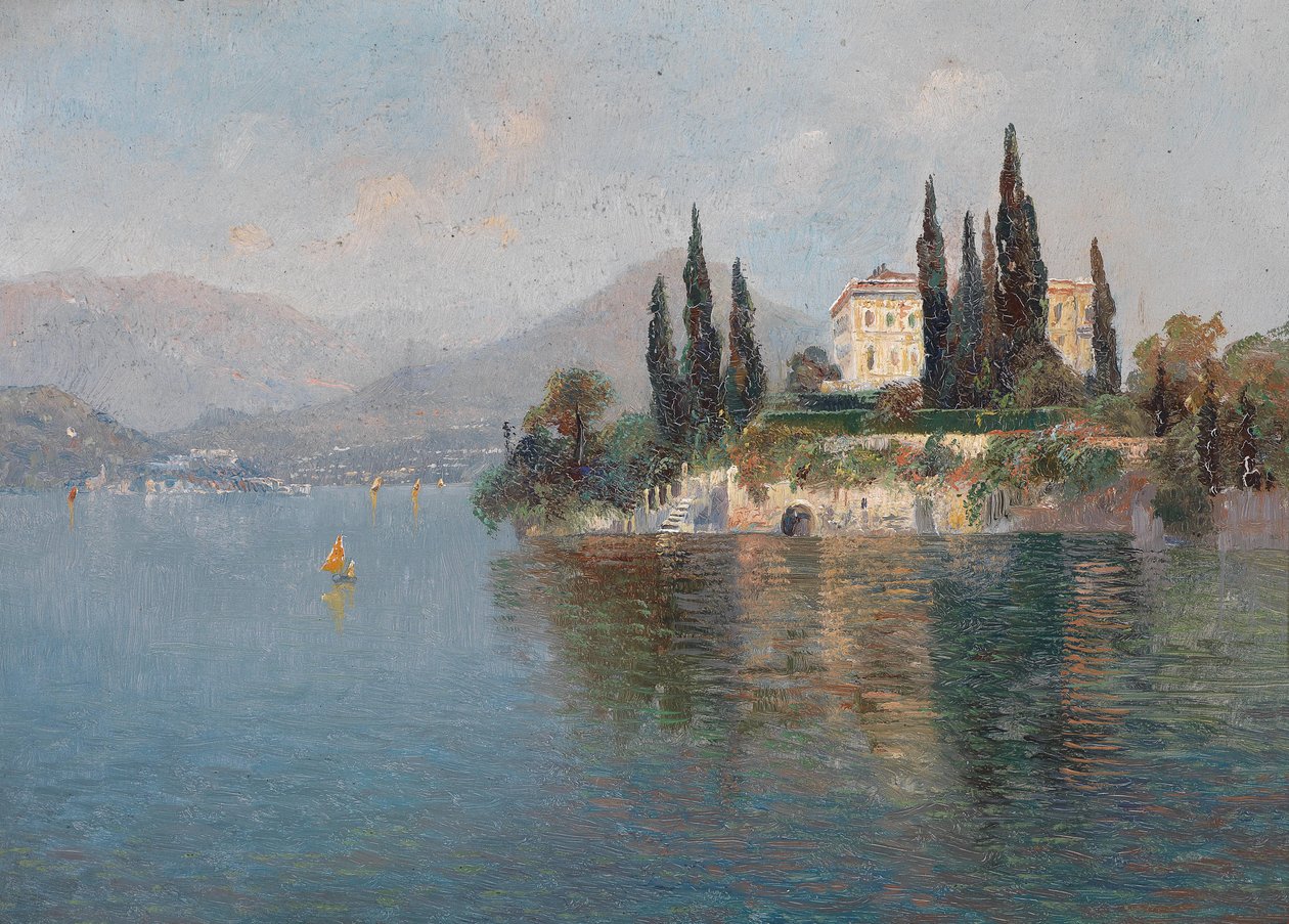 Blick auf die Villa Cipressi, Varenna, Comer See tekijältä Emilie Mediz Pelikan