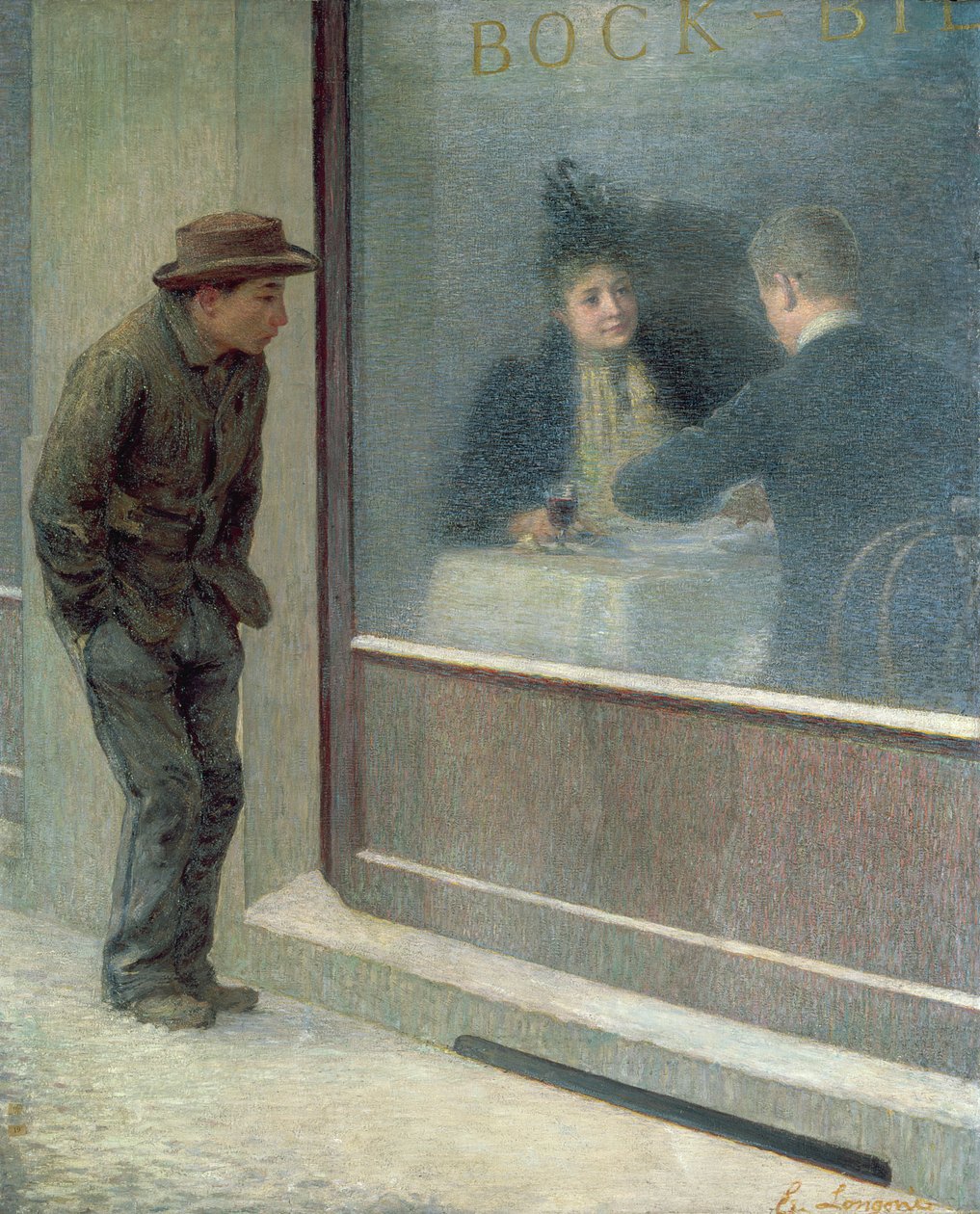 Nälkäisen miehen heijastuksia tai sosiaalisia kontrasteja, 1894 tekijältä Emilio Longoni
