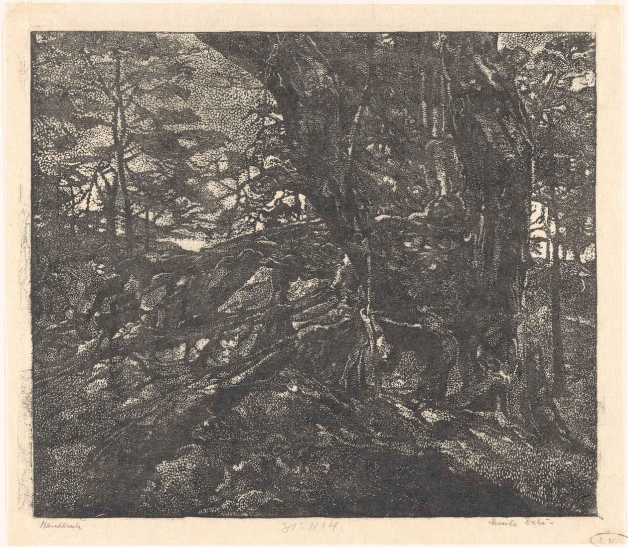 Puut dyynien reunalla Egmondin ja Bergenin välissä tekijältä Emilius Wilhelmus Dehé (signed by artist)