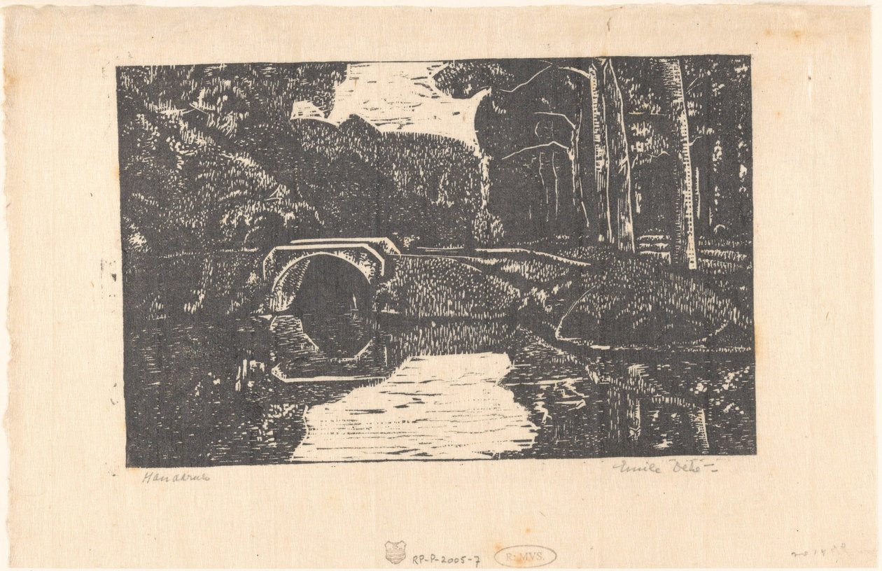 Silta kanavan yli metsässä tekijältä Emilius Wilhelmus Dehé (signed by artist)