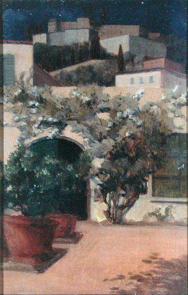 Italian Hilltop Town by Night (öljy paneelissa) tekijältä Emily Beatrice Bland