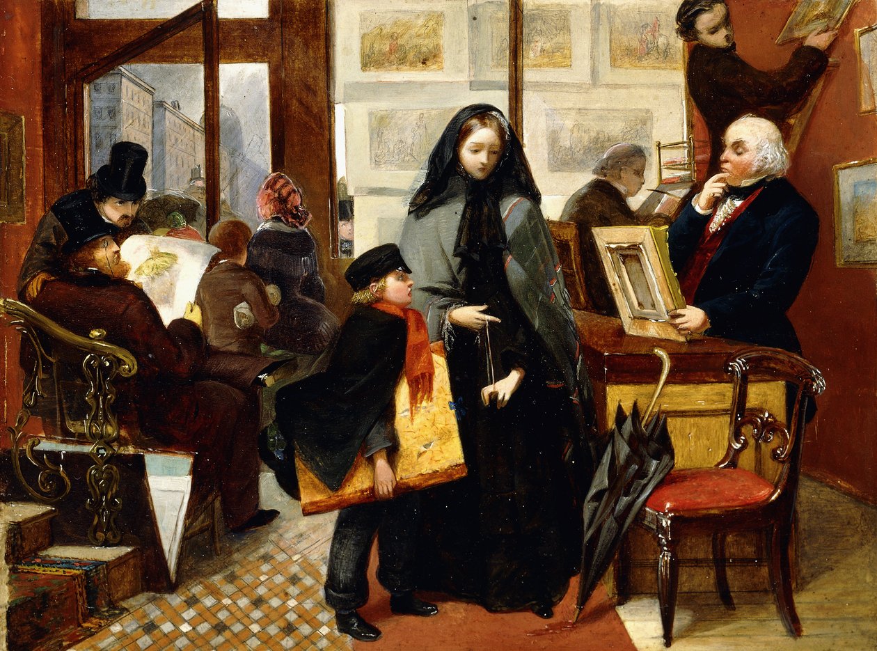 Luonnos elokuvalle "Nimetön ja ystävätön", n. 1857 tekijältä Emily Mary Osborn