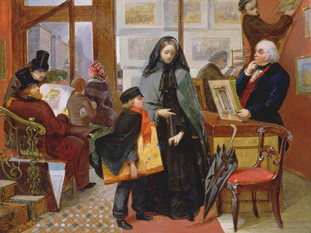 Study for Nameless and Friendless, n. 1857 (öljy paneelille) tekijältä Emily Mary Osborn