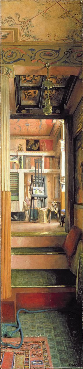 Alma-Tademan studio, n. 1883 (öljy paneelille) tekijältä Emily Williams