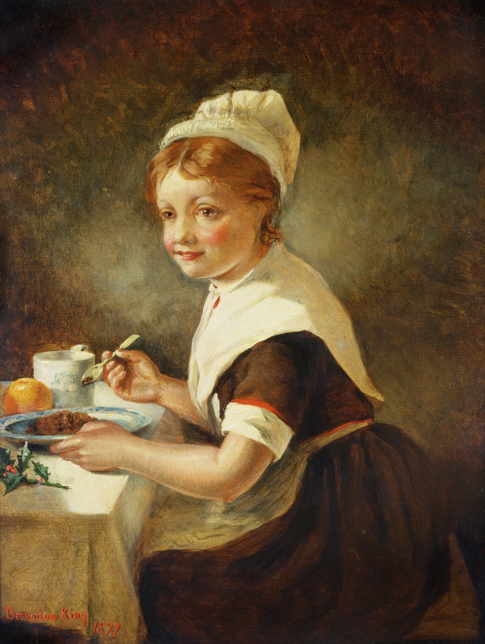 Löytäjätyttö jouluillallisella, 1877 tekijältä Emma Brownlow