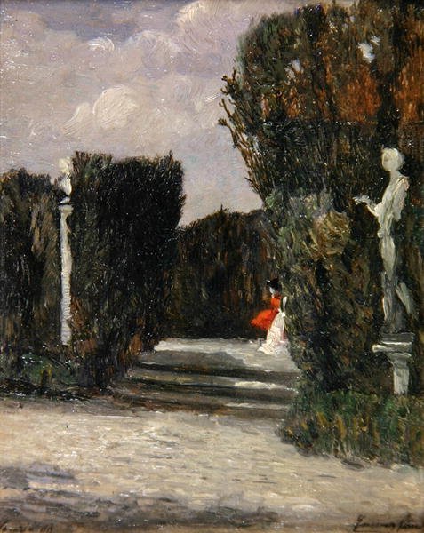 Villa Albani, Rooma (öljy paneelille) tekijältä Emma Ciardi