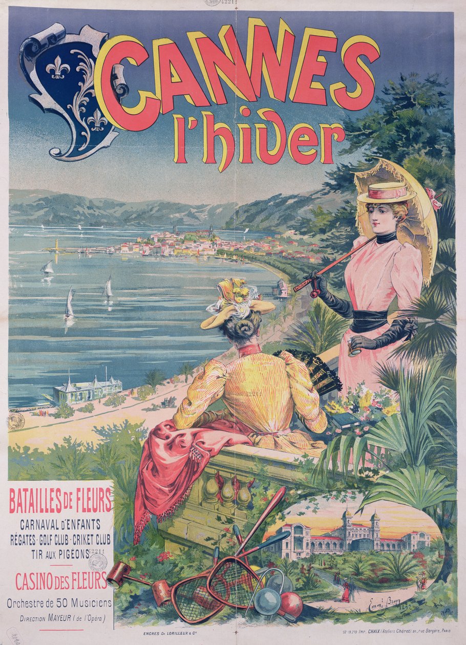 Casino des Fleursin mainosjuliste, Cannes talvella 1892. tekijältä Emmanuel Brun