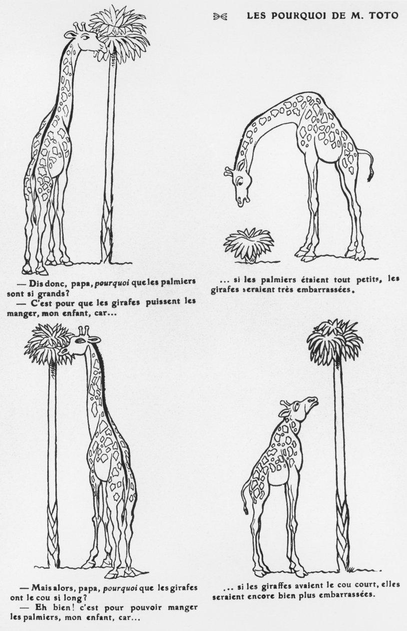 "Monsieur Toton miksi", Darwinin evoluutioteorian karikatyyri, n. 1900 tekijältä Emmanuel Poire Caran D