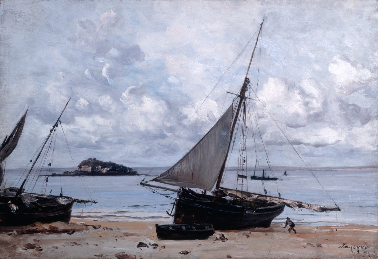 Rannalla olleet veneet St Jeanissa, 1884 tekijältä Emmanuel Lansyer