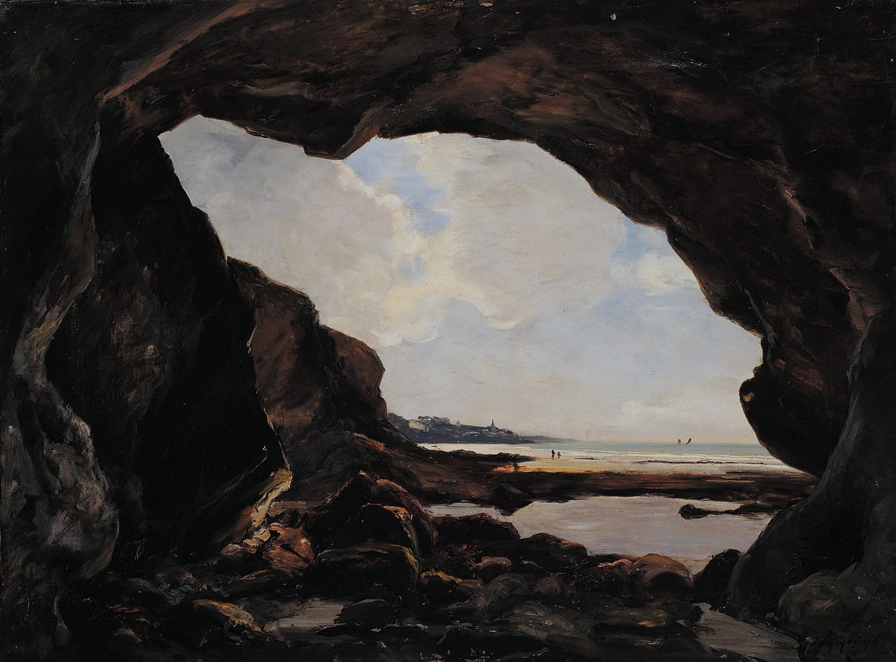 Risin luola rautaisen kallion alla, Douarnenez, elokuu 1876 (öljy kankaalle) tekijältä Emmanuel Lansyer