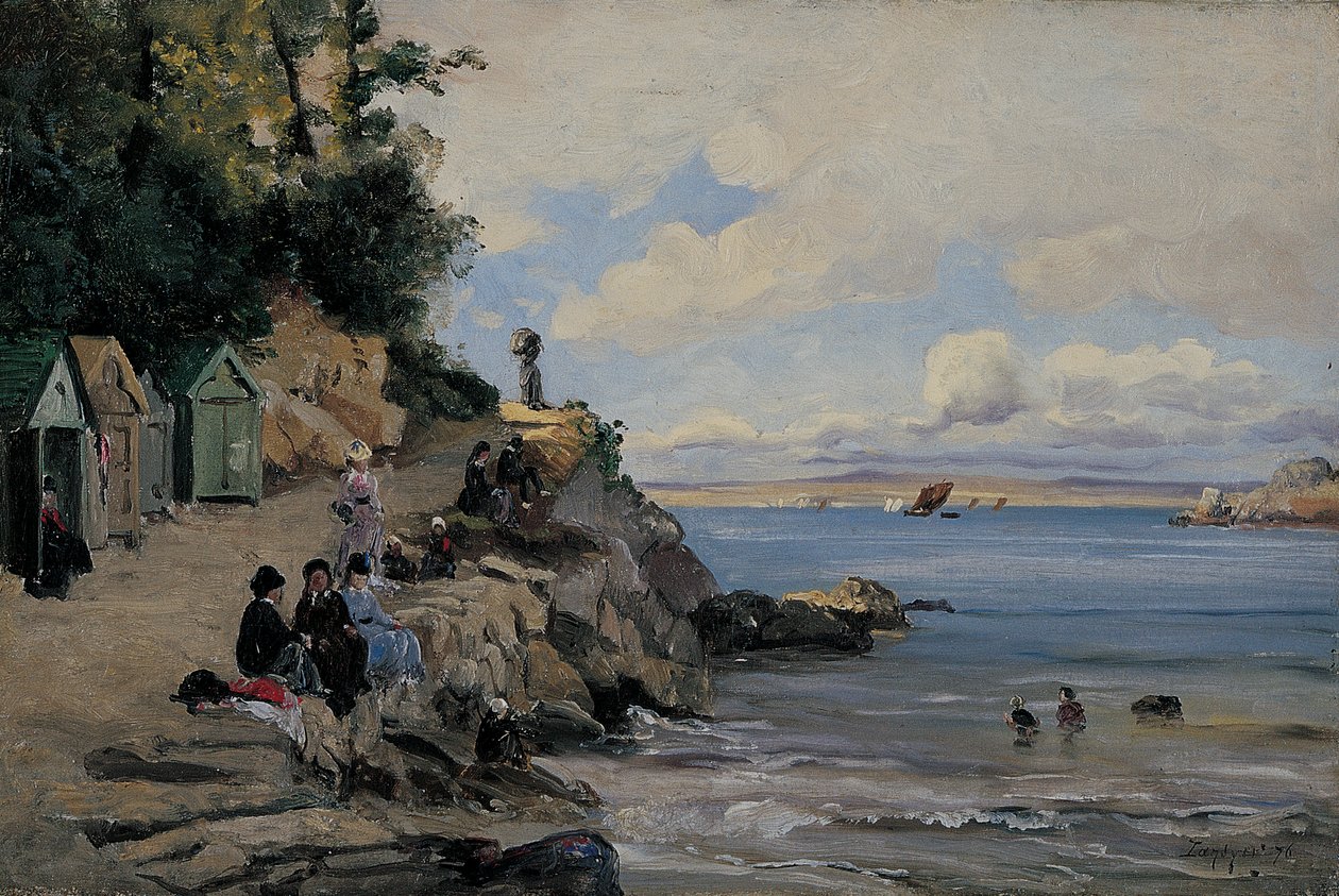 Naisten kylpy, Douarnenez, elokuu 1876 (öljy kankaalle) tekijältä Emmanuel Lansyer