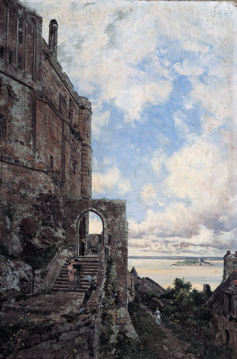 Mont Saint-Michel. Länsiportti Barbicanille Châteletissa tekijältä Emmanuel Lansyer