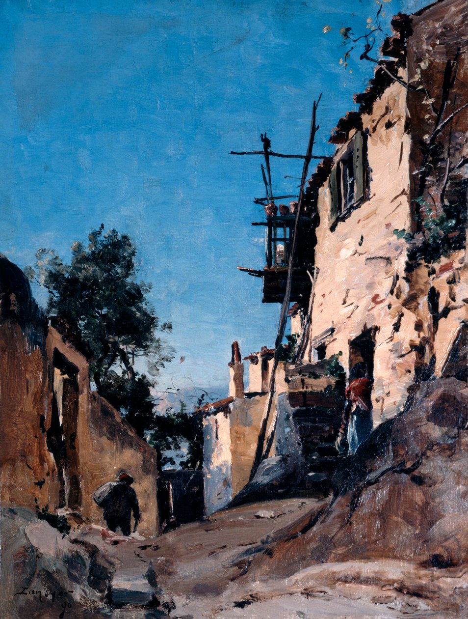 Vanhakaupunki hautausmaan alla, Menton, 1890 tekijältä Emmanuel Lansyer