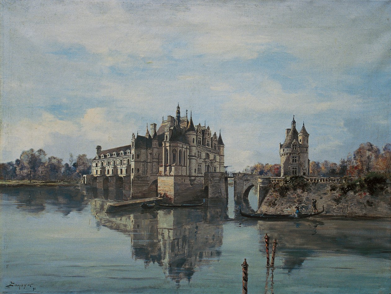 Chenonceaun linna, elokuu 1891 (öljy kankaalle) tekijältä Emmanuel Lansyer