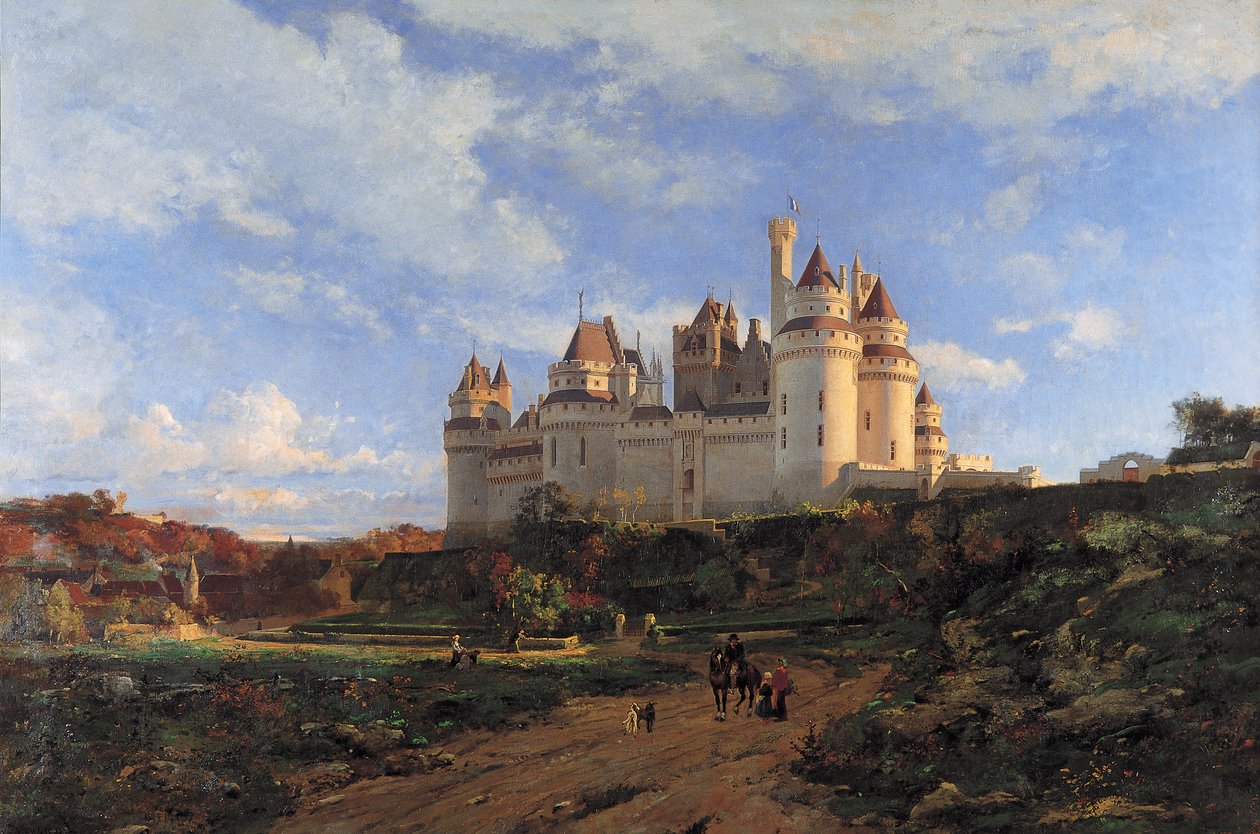 Pierrefondsin linna. Noin 1868 (öljy kankaalle) tekijältä Emmanuel Lansyer