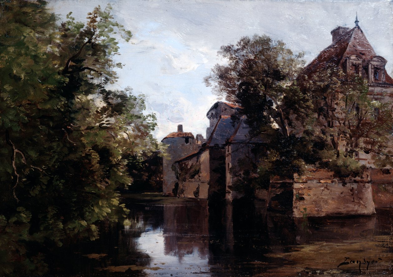 Näkymä Ludvig XIII:n alaisuudessa rakennetulle linnalle, Saint Loup, 1882 tekijältä Emmanuel Lansyer