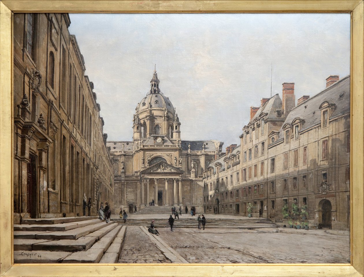 Näkymä vanhan Sorbonnen pihalle vuonna 1886, 1600-luvulla Richelieun pyynnöstä rakennettu vanha Sorbonnen kokonaisuus tuhoutui uudelleen rakentamista ja laajennusta varten vuosina 1885-1901. Ludvig XIII:n tyyliin inspiroidut rakennukset olivat suunnittelua tekijältä Emmanuel Lansyer