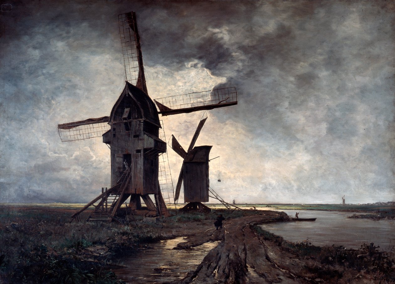 Lillen ympäröivän maiseman tuulimyllyt, 1877. tekijältä Emmanuel Lansyer