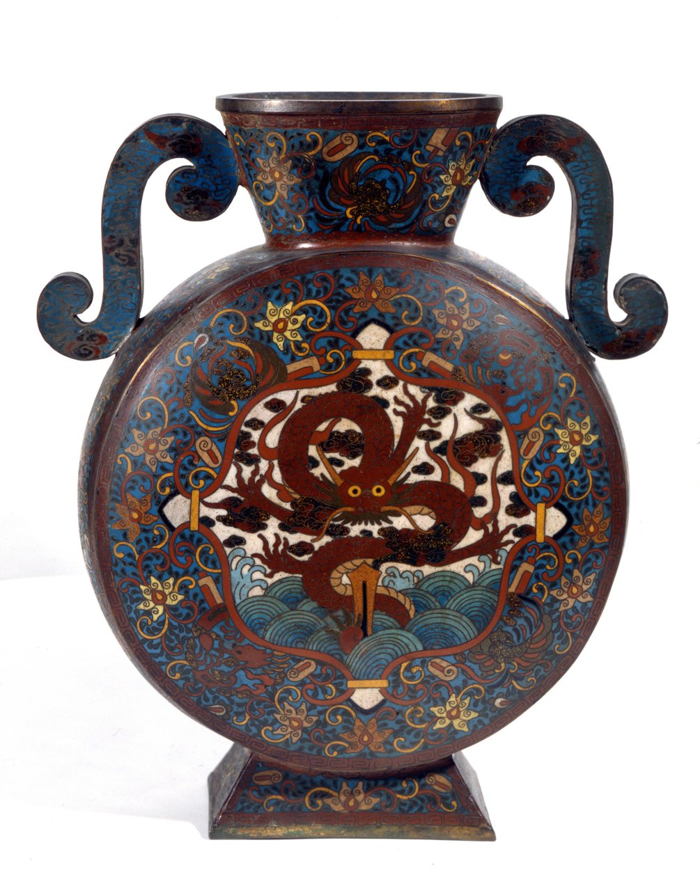 Kiinalainen maljakko cloisonne-emalissa, Manchou-aika tekijältä Empress Cixi Manchu Chinese